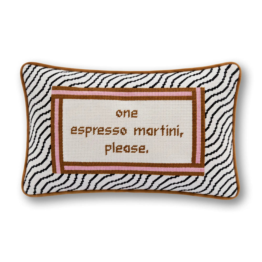 Espresso Martini Needlepoint Pillow