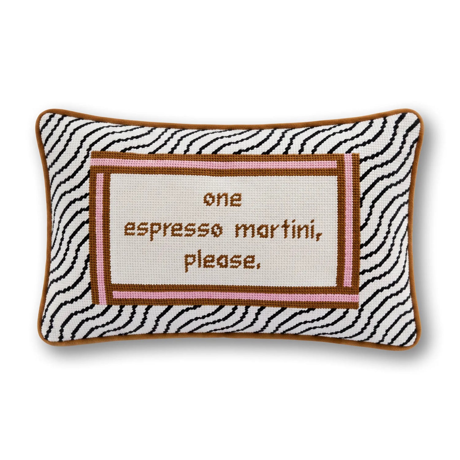 Espresso Martini Needlepoint Pillow