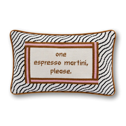 Espresso Martini Needlepoint Pillow