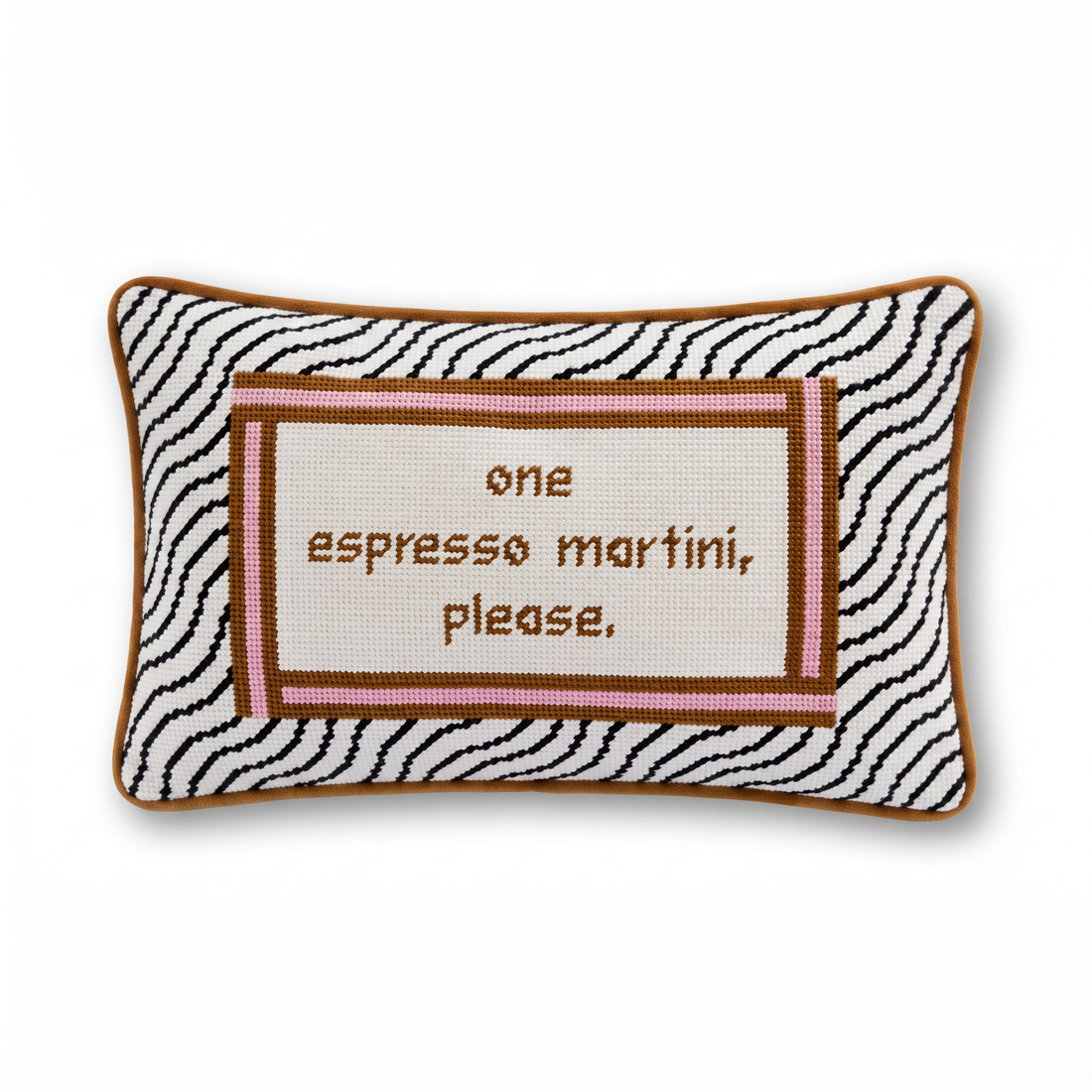 Espresso Martini Needlepoint Pillow