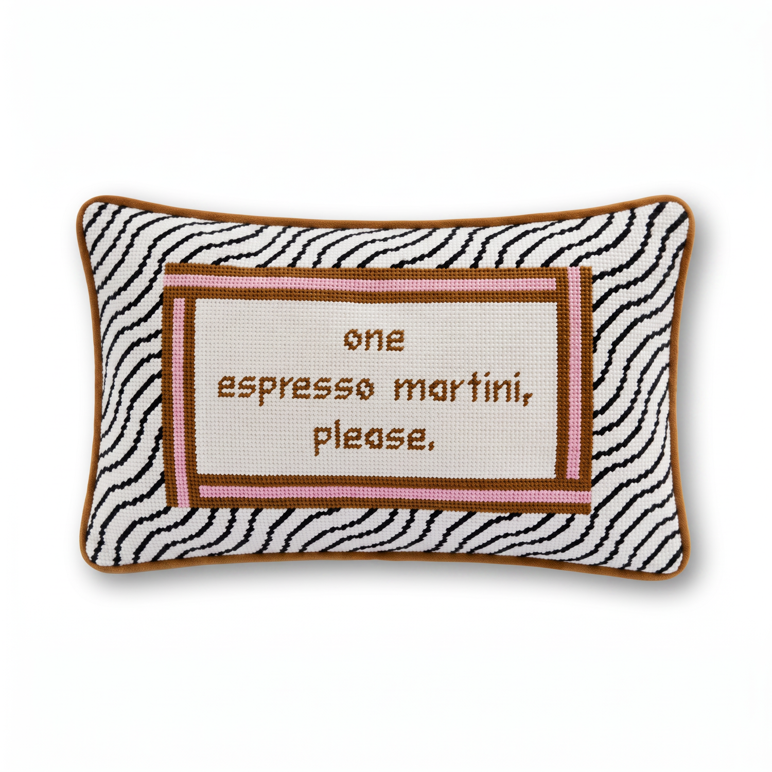Espresso Martini Needlepoint Pillow