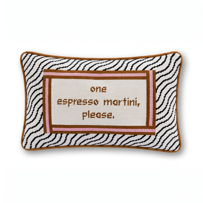 Espresso Martini Needlepoint Pillow
