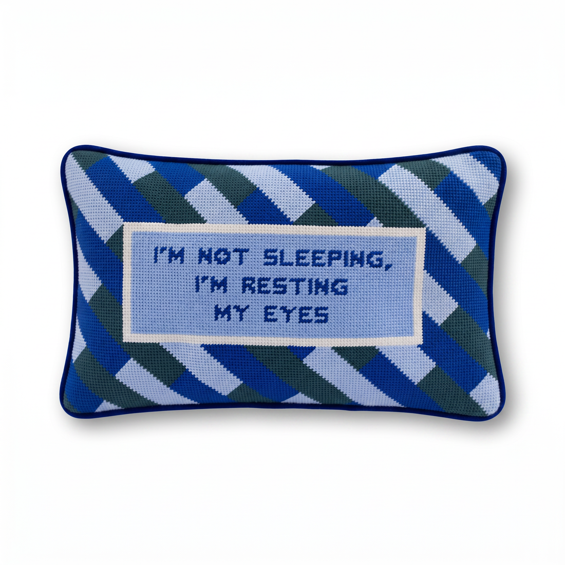 Eyes Resting Needlepoint Pillow
