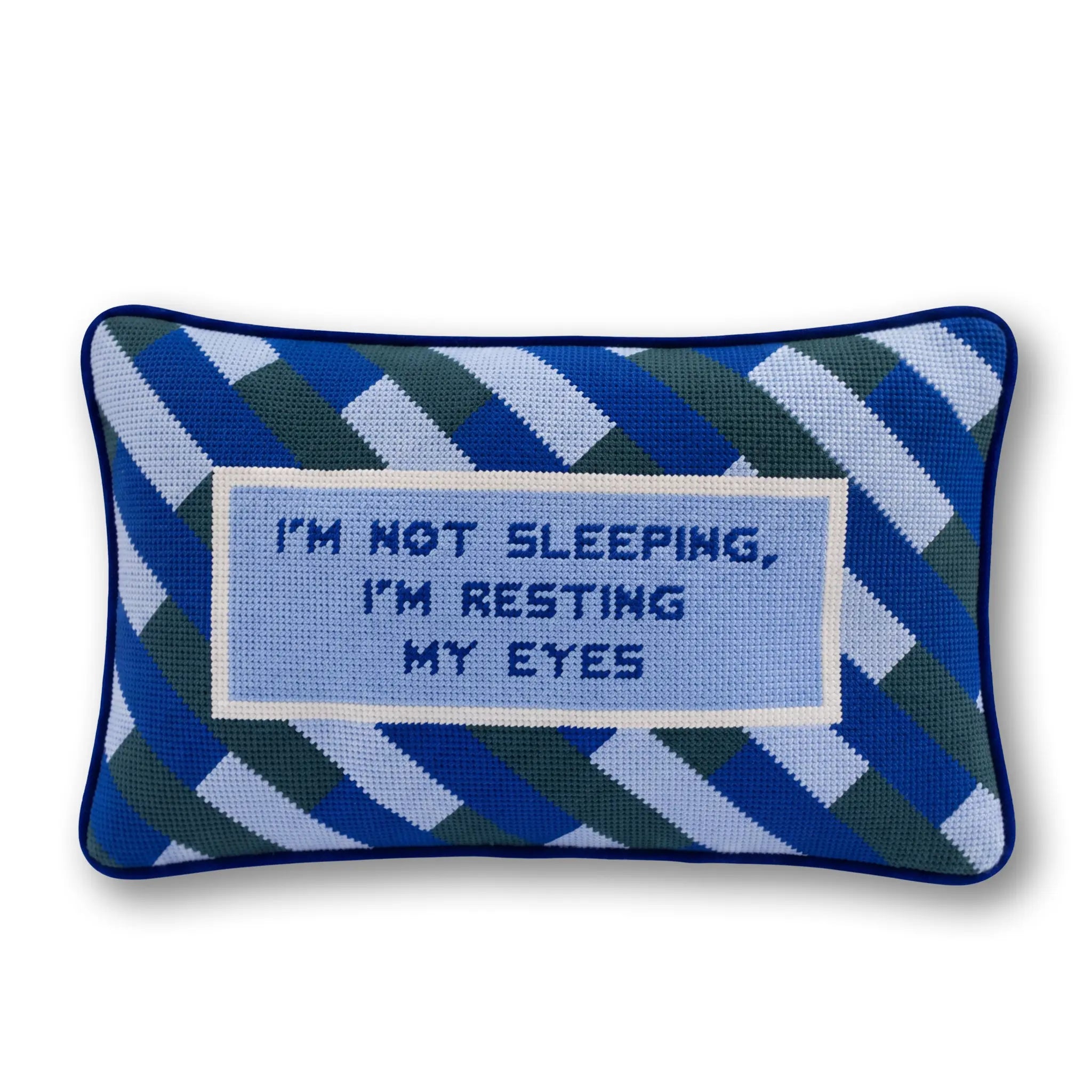 Eyes Resting Needlepoint Pillow