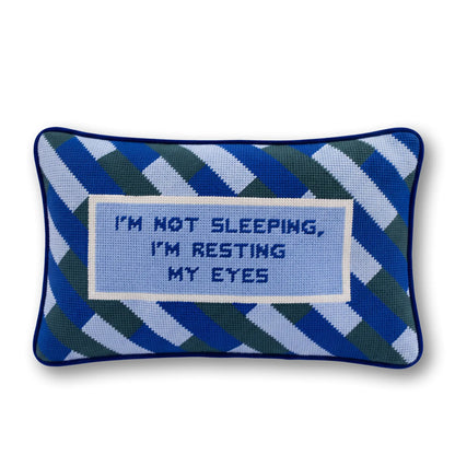 Eyes Resting Needlepoint Pillow