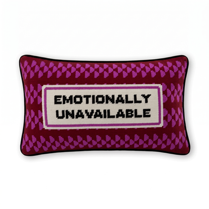 Emotionally Unavailable Needlepoint Pillow