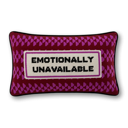Emotionally Unavailable Needlepoint Pillow