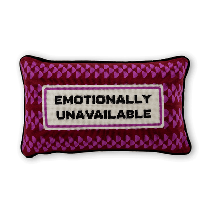 Emotionally Unavailable Needlepoint Pillow