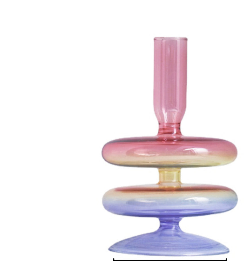 Three Colors Glass Candlestick Holder