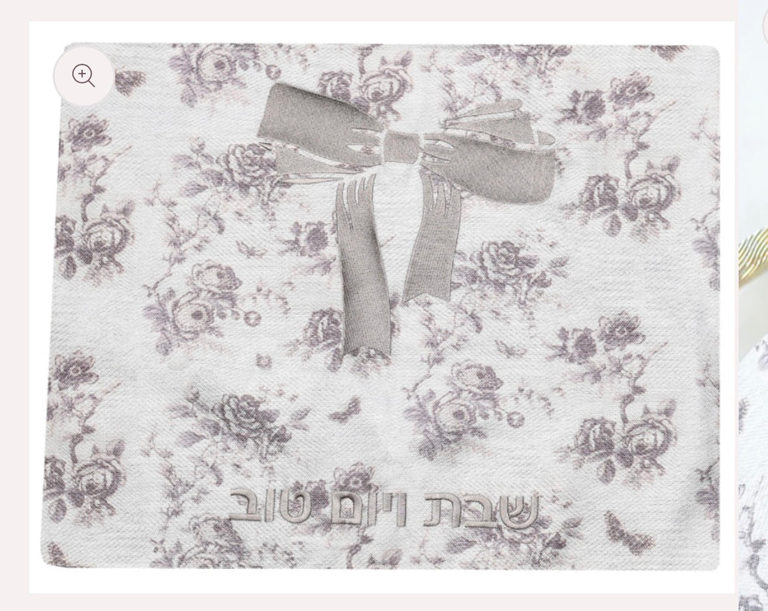 Mauve Floral Bow Challah Cover