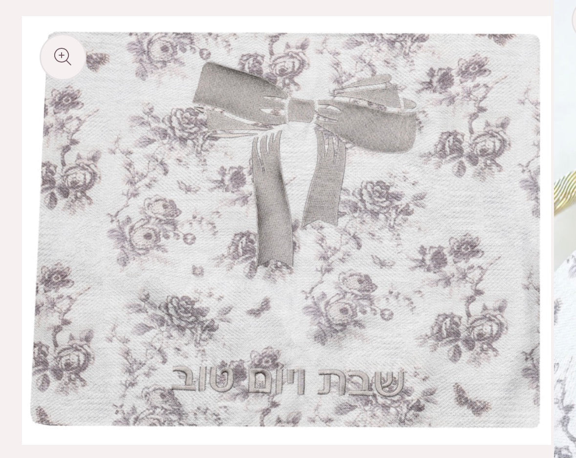 Mauve Floral Bow Challah Cover