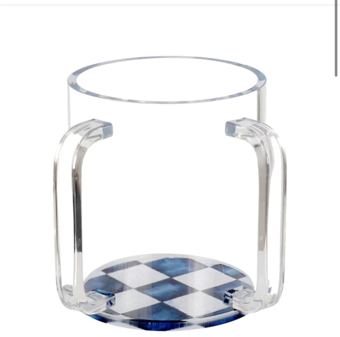 Lucite Wash Cup with Blue check Painted Base