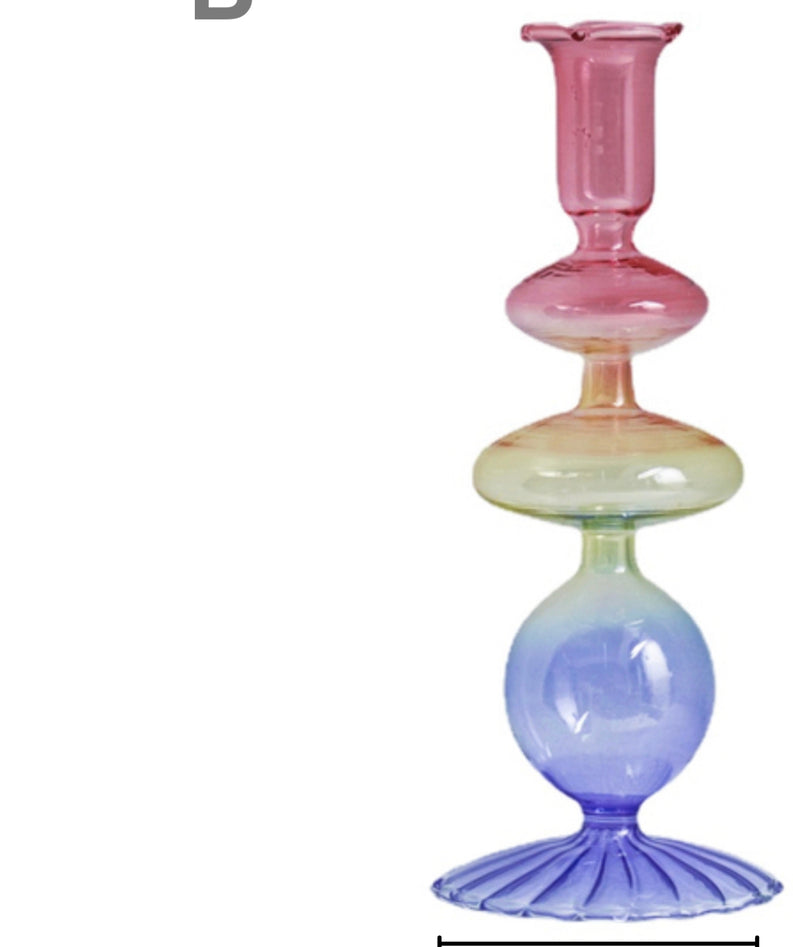 Three Colors Glass Candlestick Holder