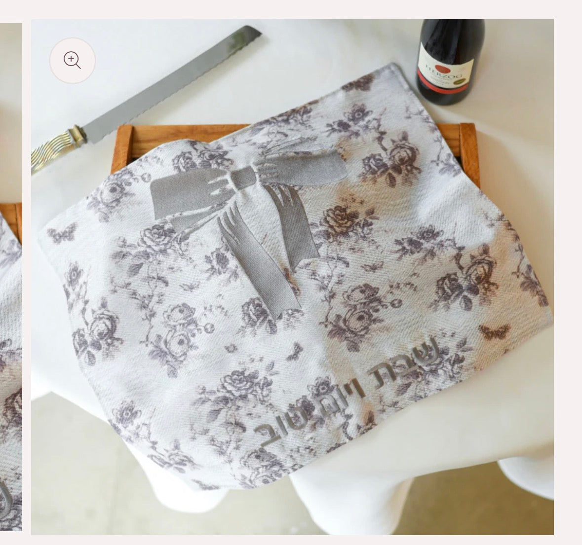 Mauve Floral Bow Challah Cover