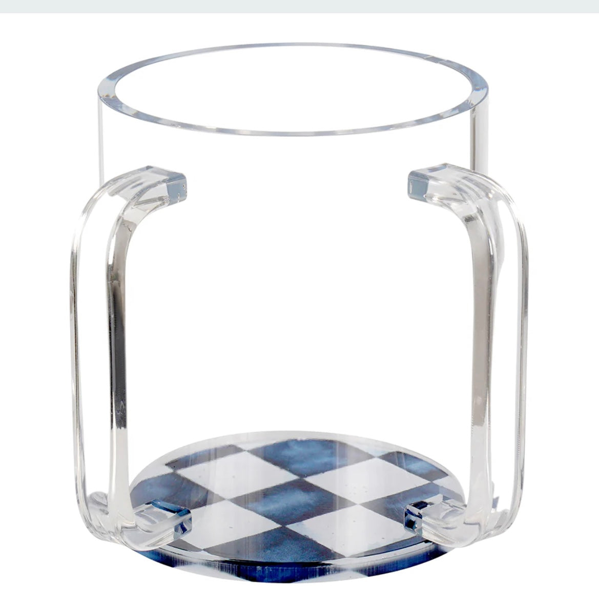 Lucite Wash Cup with NAVY Checkered Painted Base