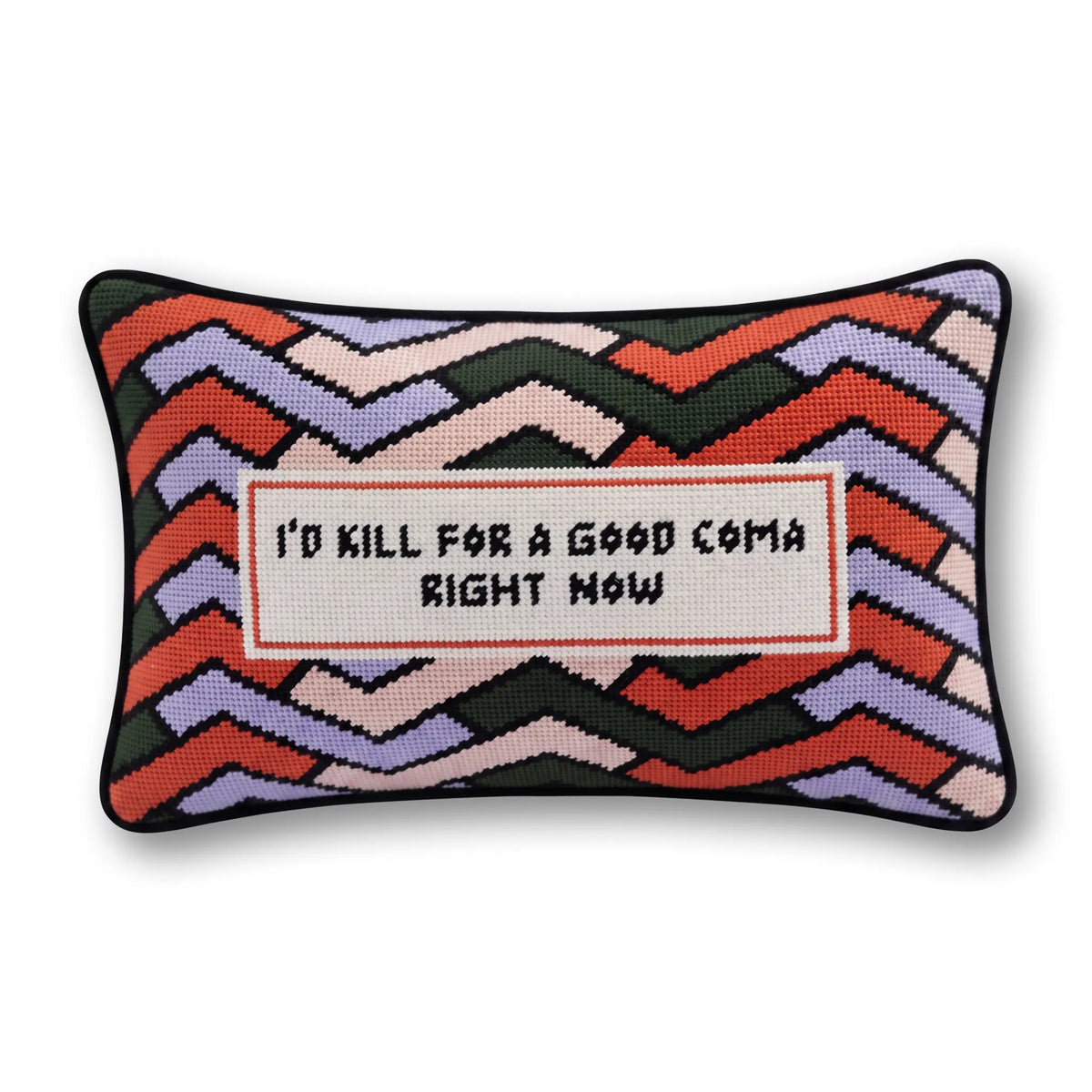 Good Coma Needlepoint Pillow