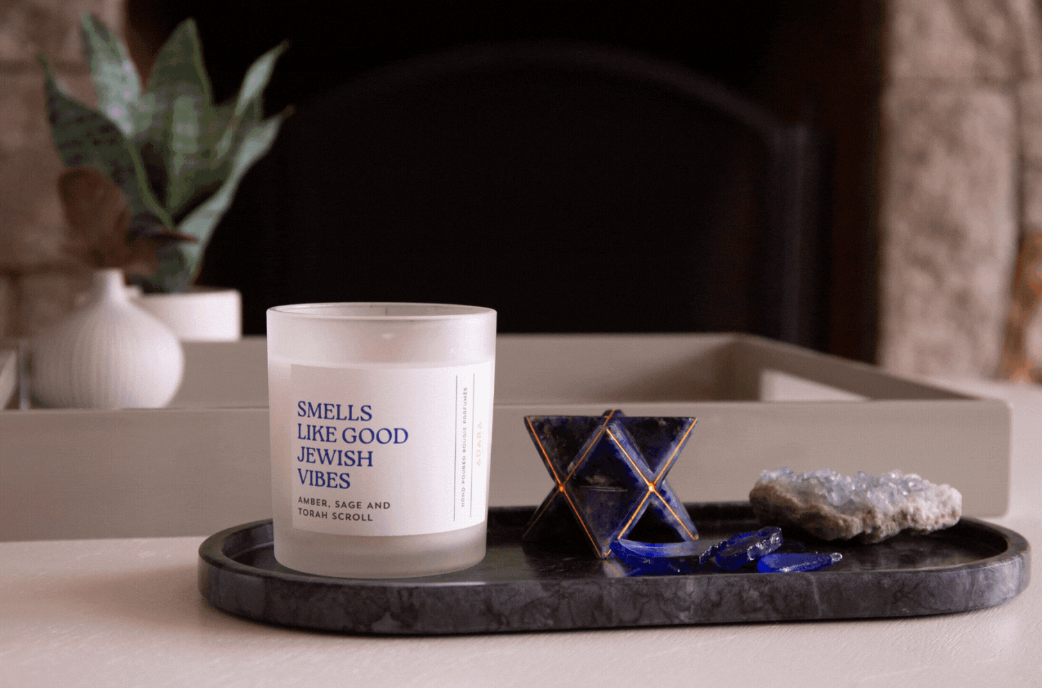 Smells Like Good Jewish Vibes - Amber, Sage &amp; Torah Scroll Scented Candle