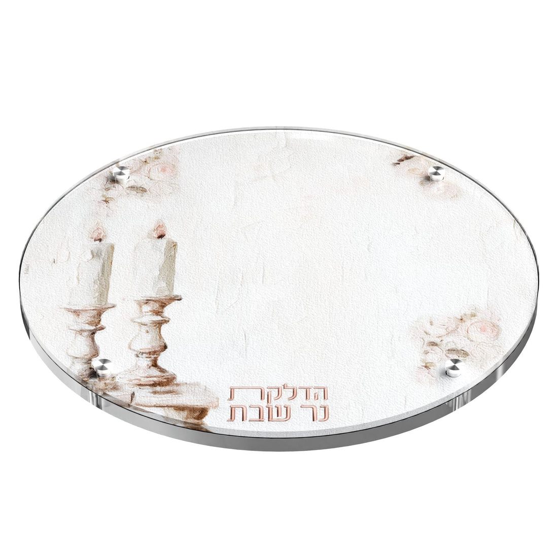 Round Leatherite  Blush Rose Artwork Hadlakos Neiros Tray