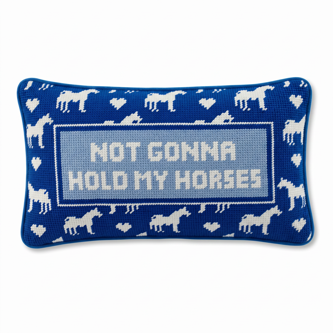 Hold My Horses Needlepoint Pillow