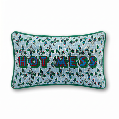 Hot Mess Needlepoint Pillow
