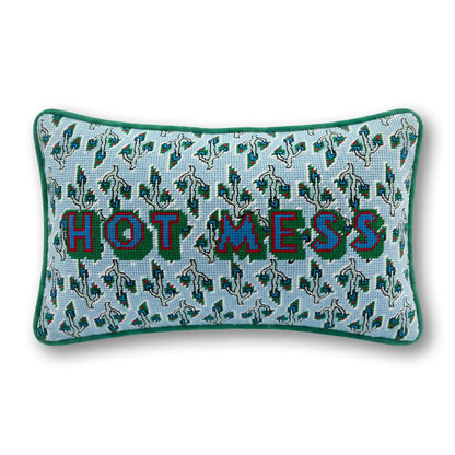 Hot Mess Needlepoint Pillow