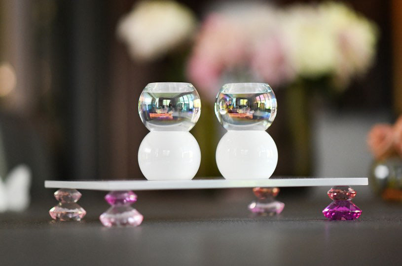 Color Block Bubble Crystal Tealight Holders