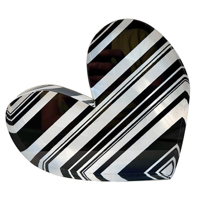 Black &amp; White Stripes Acrylic Heart Block