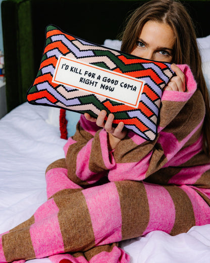 Good Coma Needlepoint Pillow