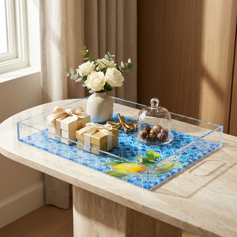 Blue Design Lucite Tray