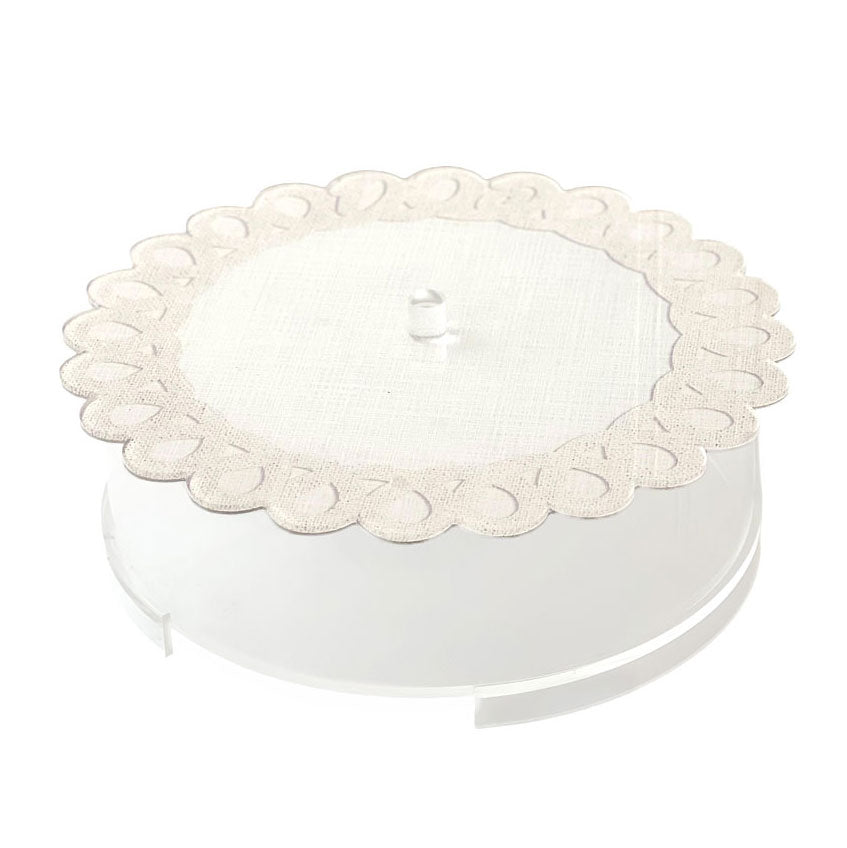 Linen Style Matzah Box with Scalloped Edge