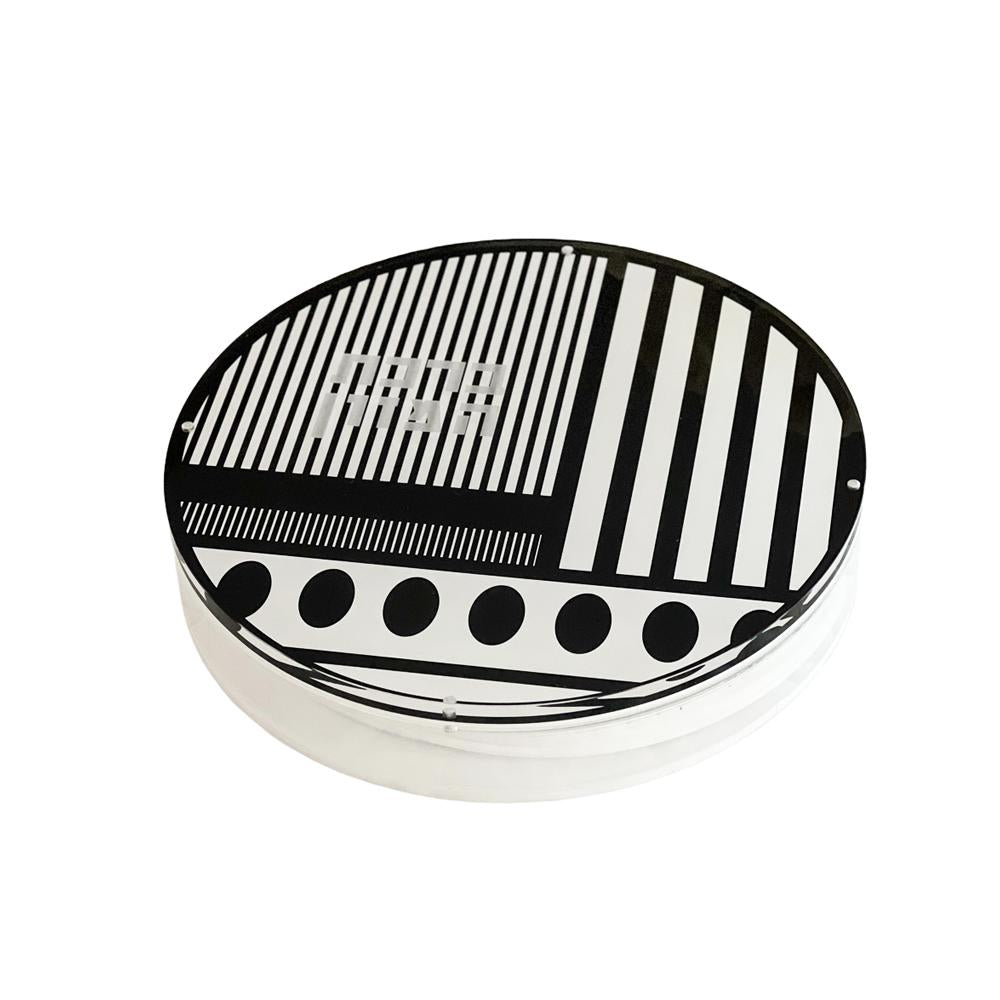 Lucite Black &amp; White Round Bencher Set 8pk