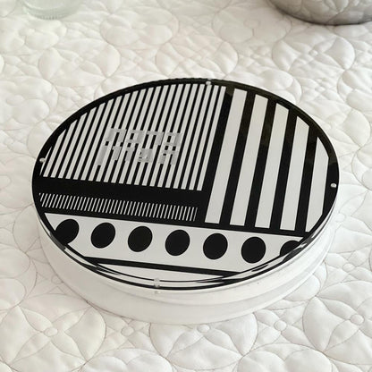 Lucite Black &amp; White Round Bencher Set 8pk
