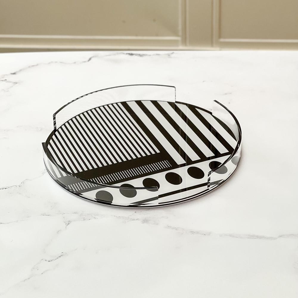 Lucite Black &amp; White Cake Tray