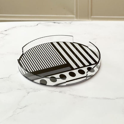 Lucite Black &amp; White Cake Tray