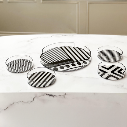 Lucite Black &amp; White Cake Tray