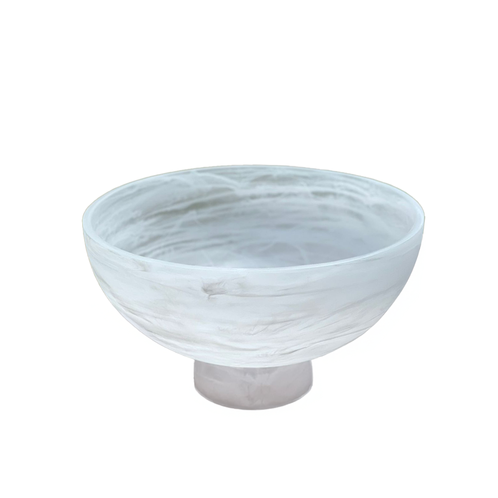 Resin White Swirl Raised Salad Bowl