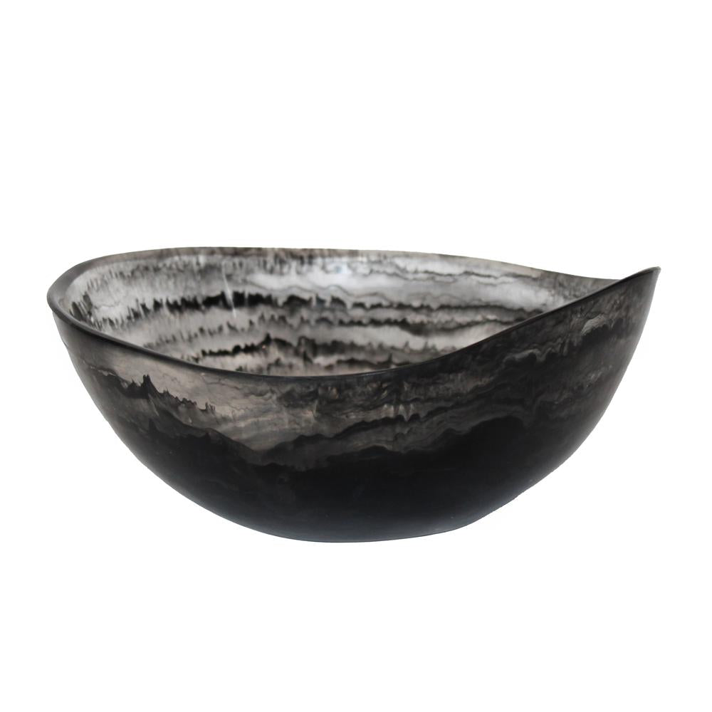 Resin Black Swirl Oval Salad Bowl