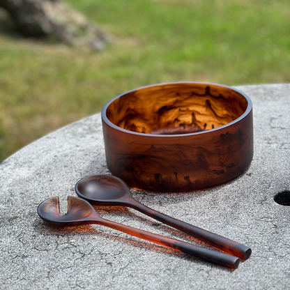 Resin Espresso Mist Swirl Salad Bowl Small