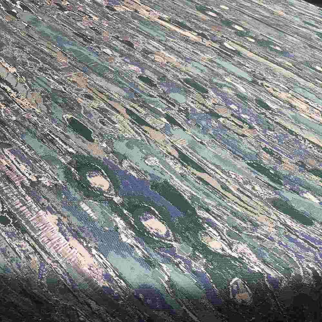 Aqua LYNN Jacquard Print Metallic - Custom Tablecloths