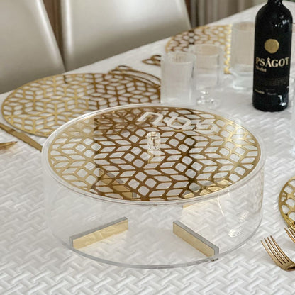 Lucite Laser Cut Round Matzah Box