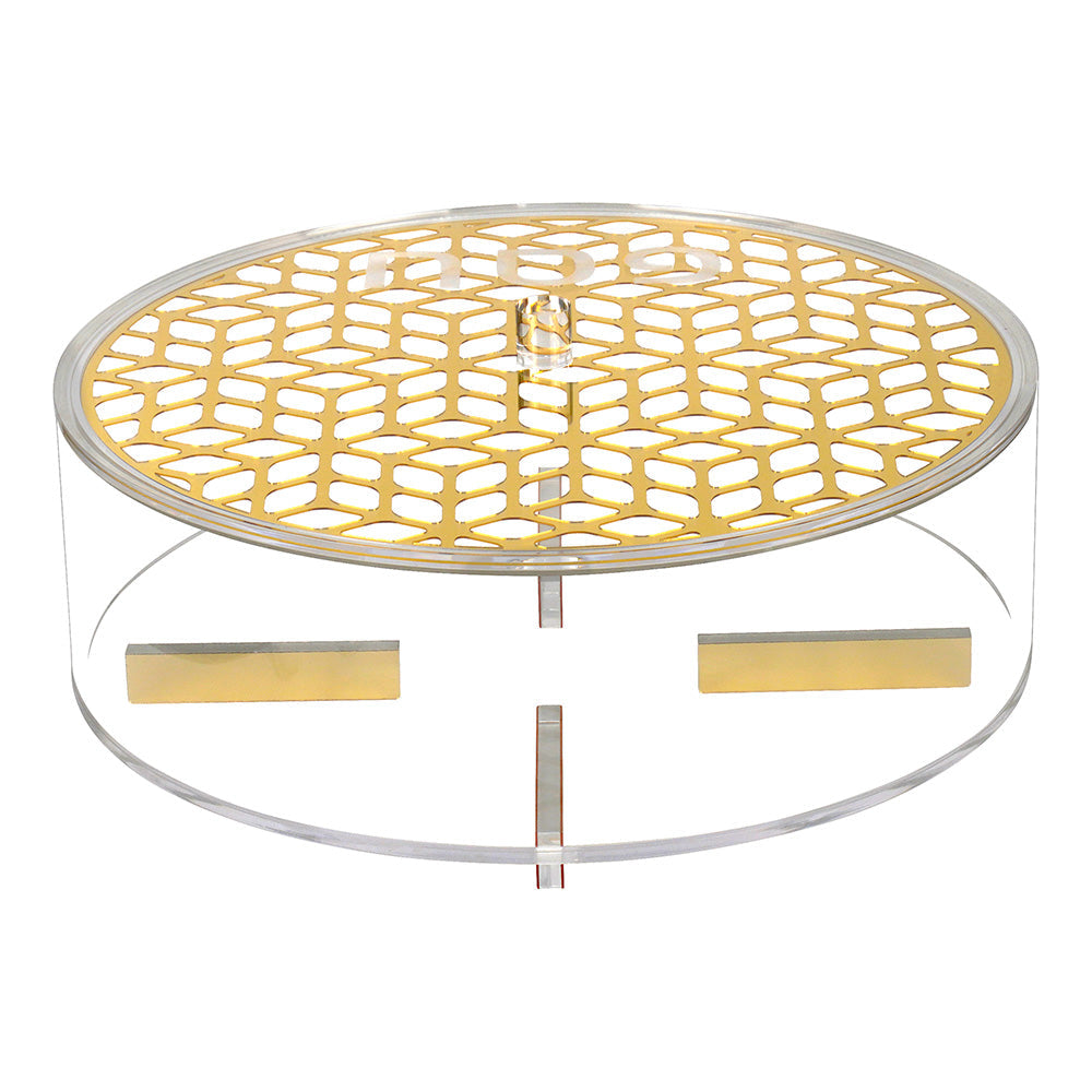 Lucite Laser Cut Round Matzah Box