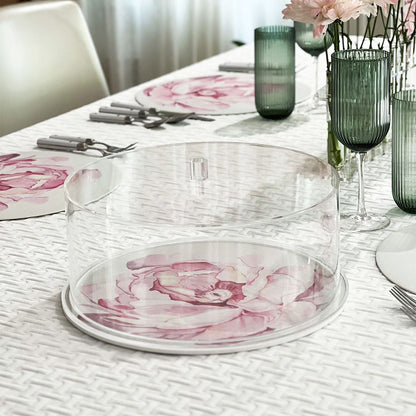 Lucite &amp; Leatherette Flower Cake Dome