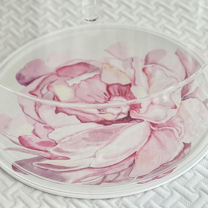 Lucite &amp; Leatherette Flower Cake Dome