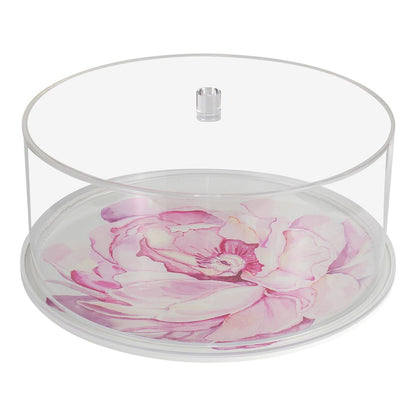 Lucite &amp; Leatherette Flower Cake Dome
