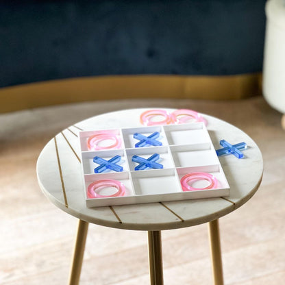 Lucite Pink &amp; Blue Tic Tac Toe Game