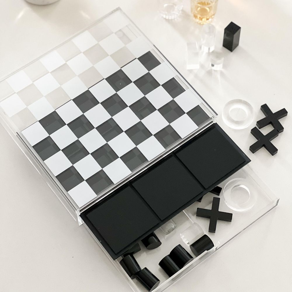 Lucite Tic Tac Toe &amp; Chess Game