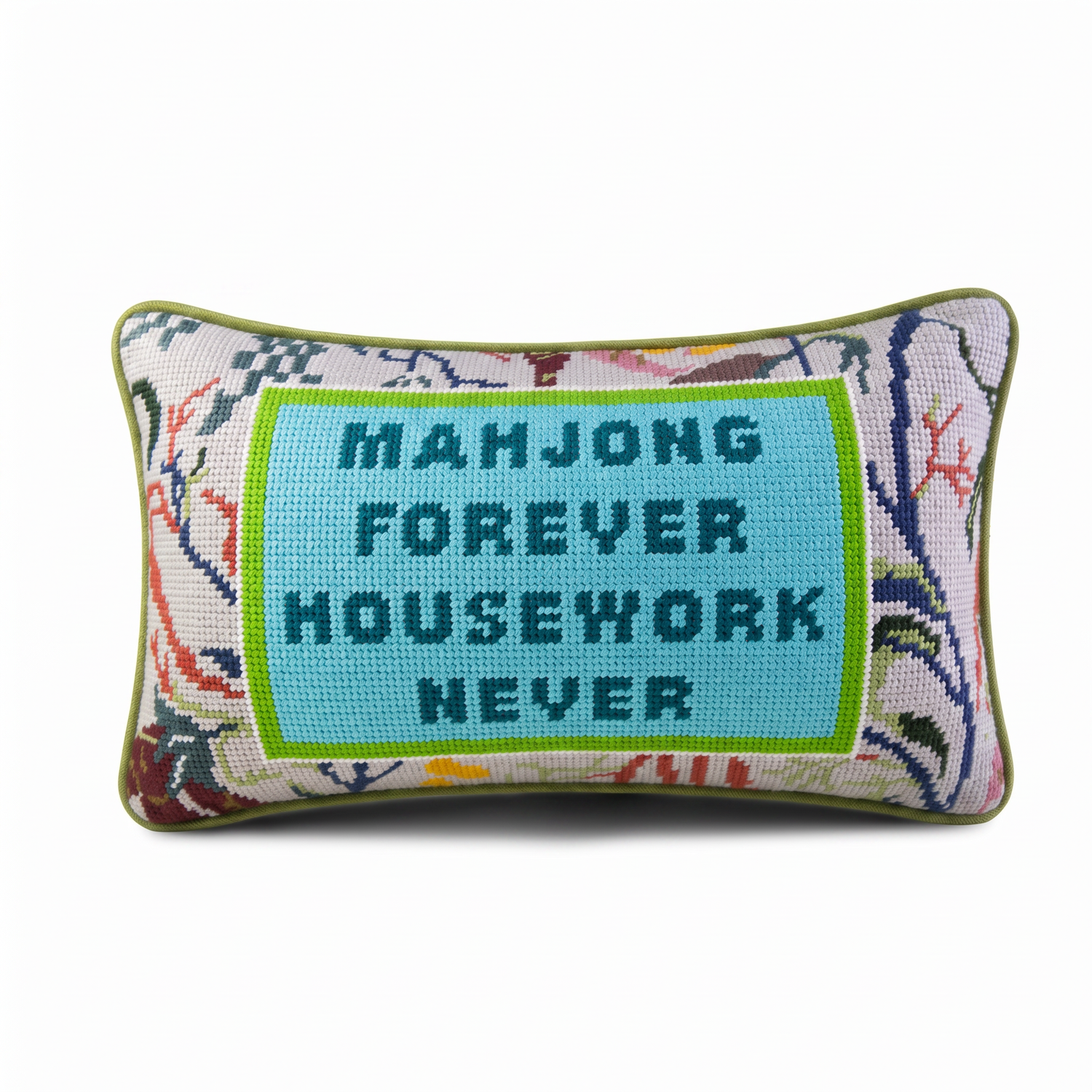 Mahjong Needlepoint Pillow