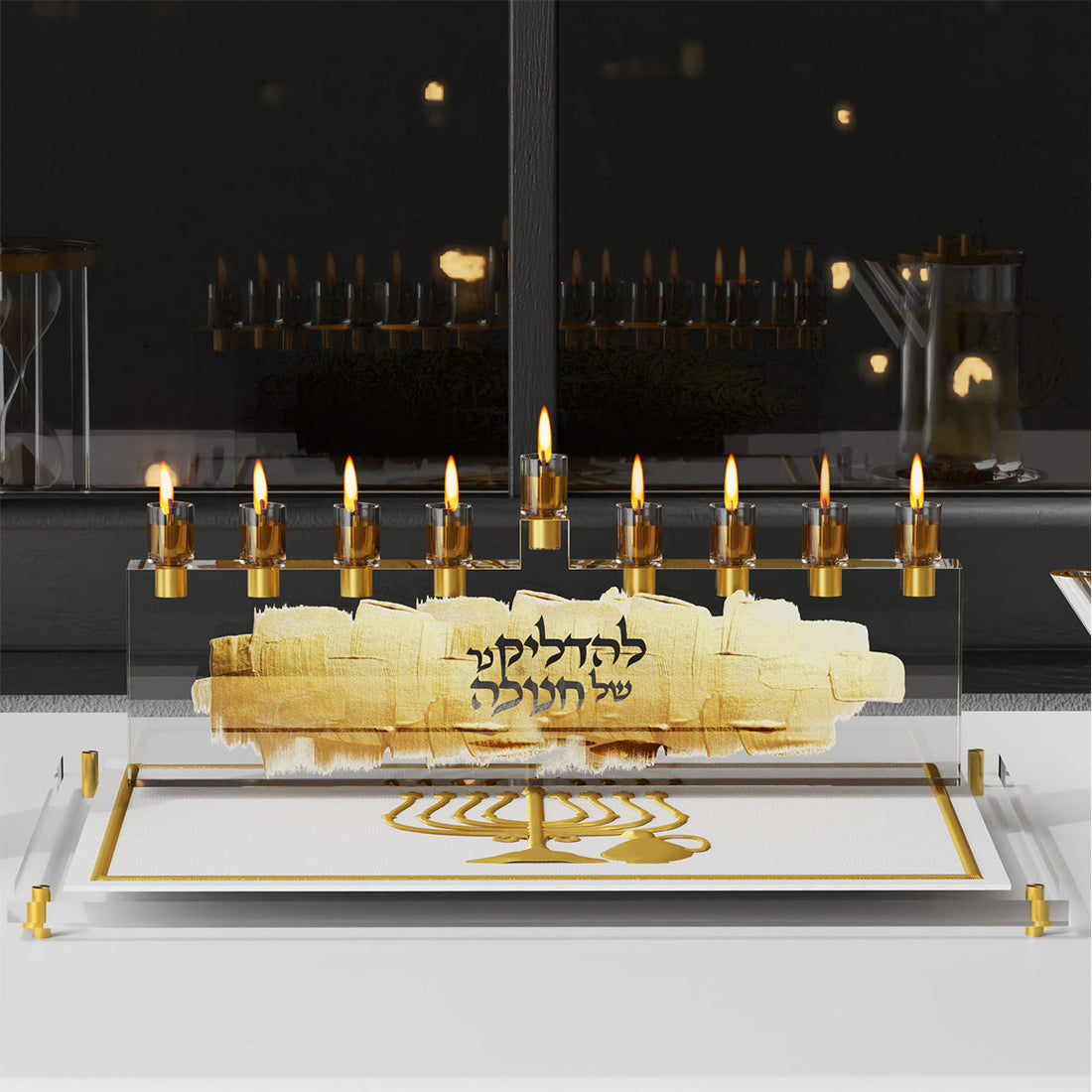 Gold Stone Menorah