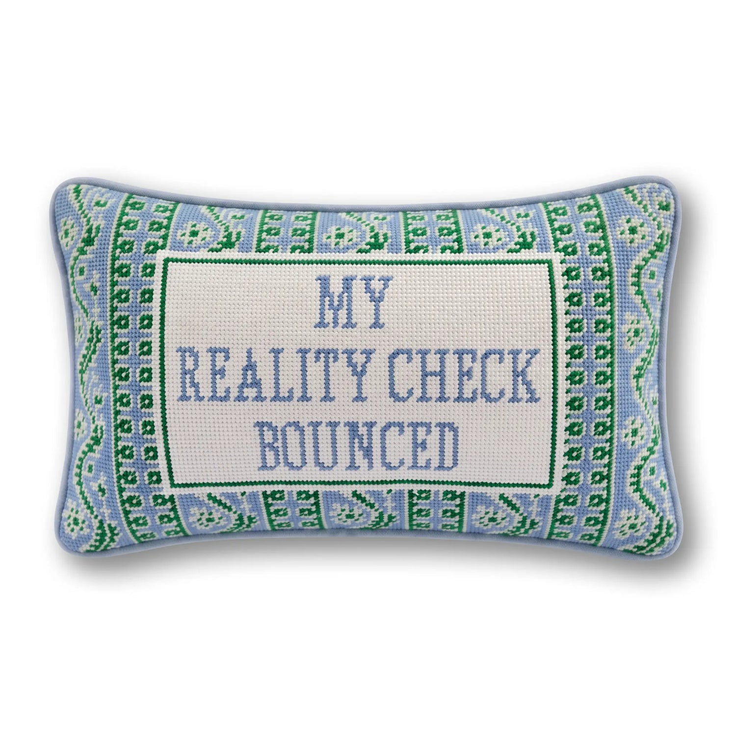 Reality Check Needlepoint Pillow