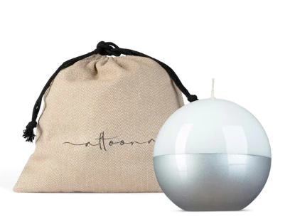 ALTOONA “Metallic” Candle Sphere WHITE/SILVER